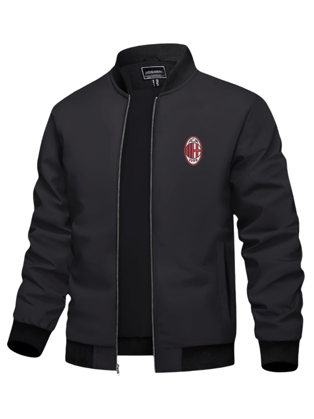 Men’s AC Milan Embroidered Lightweight Bomber Jacket Black